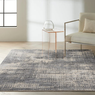 CK Rush CK953 Modern Crosshatched Linear Abstract Distressed Hi-Low Textured Low-Profile Short-Pile Grey/Beige/Ivory Rug-Calvin Klein-Rug Love - The Most Loved Rug Store